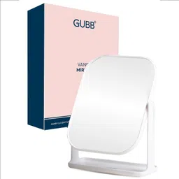 gubb Vanity with Storage Tray for Accessories | Rotating Table Mirror - White-picture-14