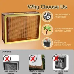 drova Wooden Money/Piggy Bank Box for Kids, Savings Box (1,00,000) Coin Bank Coin Bank image 5