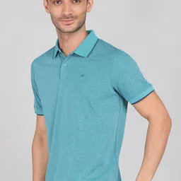 peter england Men Solid Polo Neck Organic Cotton Red T-Shirt image 3