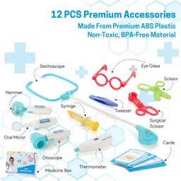 aditi toys Premium Set With Pull & Push Trolley For Kids, 13 Piece Doctor Kit image 2