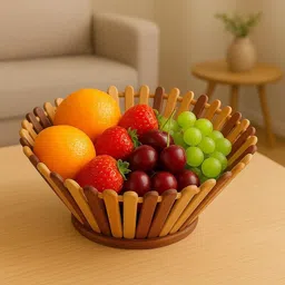 bamboo crafts Wooden Decorative Bowl HomeStyle Decorative Table Basket Disposable image 4