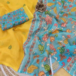 nirave fashion Printed Bollywood Linen, Cotton Blend Saree image 4