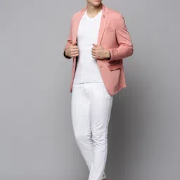 showoffff Men Self Design Single Breasted Casual Blazer image 5