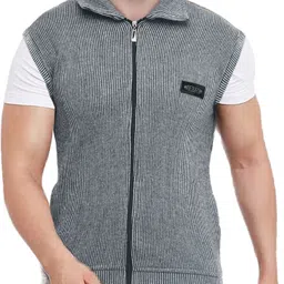 woolcraft Men Solid Collared Neck Grey Sweater-picture-15