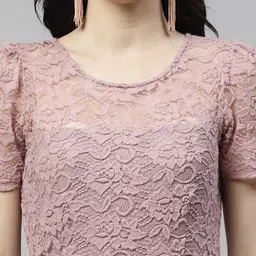 athena Women Peplum Pink Midi/Calf Length Dress image 4