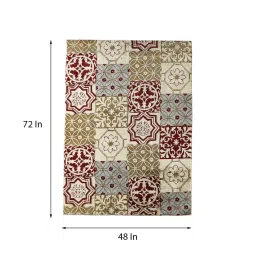 saral home Beige Persian Cotton 4 ft x 6 ft Machine Made Carpet image 3