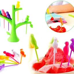 loomantha 8Pc Bird Fork Disposable Plastic Fruit Fork Set image 4
