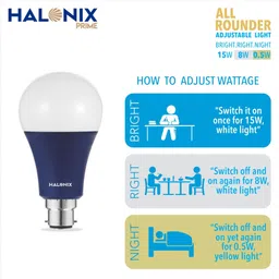 halonix 15 W, 8 W, 0.5 W Basic Round B22 LED Bulb image 3