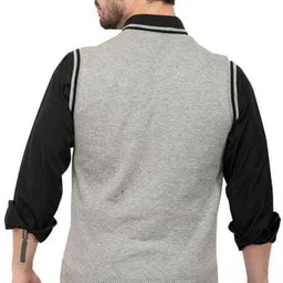 shunit creation Men Solid V Neck White Sweater image 2