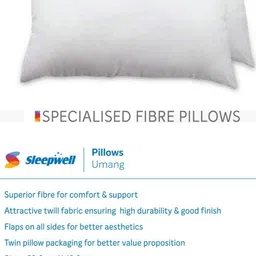 sleepwell Pillow Set || Comfort And Support Pillow Microfibre Solid Sleeping Pillow Pack of 2 image 2