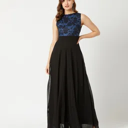 miss chase Women Gown Blue, Black Maxi/Full Length Dress-picture-26