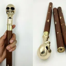 ascent india Brass Skull Handle Wood walking stick cane 3 part easily open Walking Stick-picture-22