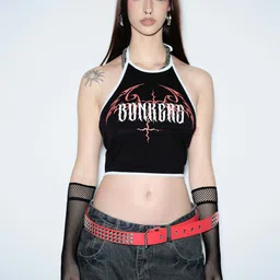 bonkers corner Casual Regular Sleeves Printed Women Black Top image 2