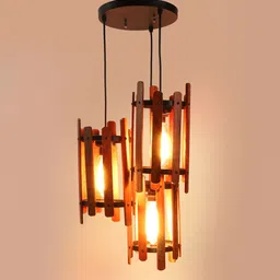 foziq Wayne Yellow Wood Cluster Hanging Light image 3