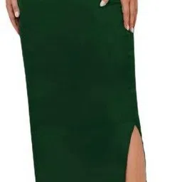 dream beauty fashion Women Solid Pencil Dark Green Skirt-picture-14