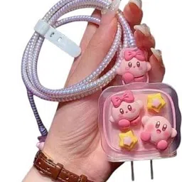 KNJ Kirby Protective Case for 18W/20W iPhone Power Adapter Charger Cover(pink) Cable Protector image 2