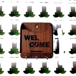 sehar industries Beautiful Design Welcome Home MDF Wooden Key Hanger Wall Decor, Wood Key Holder image 2