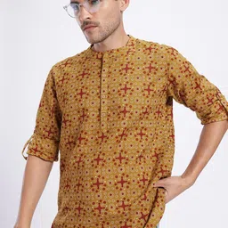 anouk rustic Men Printed Cotton Blend Straight Kurta-picture-19