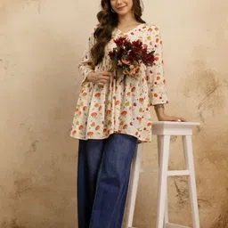 mialo fashion Women Floral Print Viscose Rayon Flared Kurta image 5