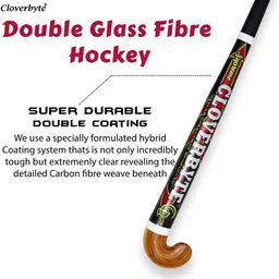 cloverbyte Supreme Red Practice Hockey Double Fiber Four Ply Handle Foam Grip Hockey Stick - 93.98 cm image 3