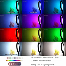 Webilla 10" Selfie RGB LED Ring Light Dimmable with 21 Colours and Shutter for Live Stream for YouTube, Makeup, Photography, Video Shooting, Light for Reels, Vigo, Studio Lighting, taka Tak Videos (Without Tripod) Ring Flash image 5