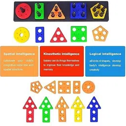 devdarsh Plastic Geometric Puzzle Stacker Shape Sorter Stacking Set Kids Games image 3