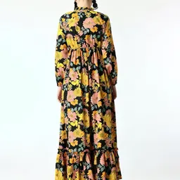 krunal raiyani Women Fit and Flare Yellow Maxi/Full Length Dress image 2