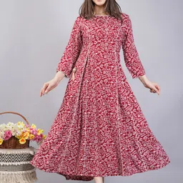 malia fashion Women Printed Viscose Rayon Anarkali Kurta image 1