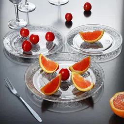 goldfinch 7 inch Crystal Clear Glass Fruit Dessert Plate- Snack Plate for Dining Dinner Plate image 5