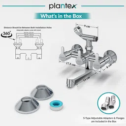 plantex Pure Brass FLO-817 Telephonic Wall Mixer with Crutch for Shower & Hot-Cold Water FLO-817 Mixer Faucet image 4