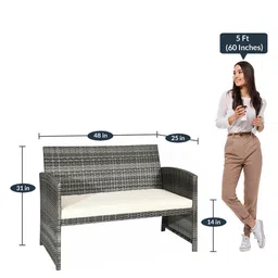 carry bird Bologna Wicker Table and Chair Set in Grey & White with Sofa image 4