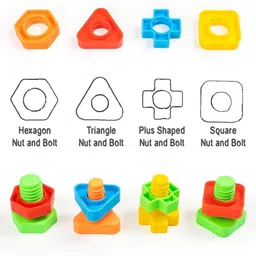 zwinko Nuts-N-Bolts Plastic Screwing & Unscrewing Interlocking Different Shapes image 2