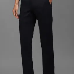 louis philippe Men Tapered Dark Blue Pure Cotton Trousers image 4