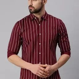 rodeiz Men Slim Fit Striped Spread Collar Casual Shirt-picture-20