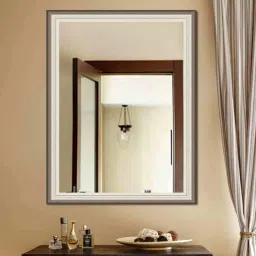elegant arts and frames Framed Rectangular Wall Mirror In Cream image 1