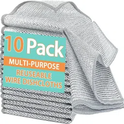 zodze 10Pcs Non Scratch Cleaning Cloth Wire Dishcloth,Multipurpose Wire Dishwashing Wet and Dry Iron Cleaning Cloth-picture-25
