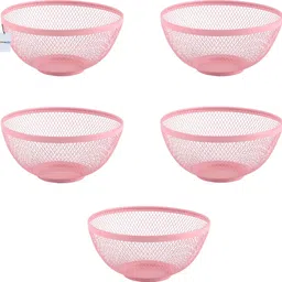 homestic Pack of 5 Multipurpose Mesh Fruit Basket For Dining Table | HW-14-PNK | Pink Stainless Steel Fruit & Vegetable Basket-picture-20