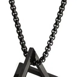 pasu fashion Trendy Simple Square Triangle Interlocking Pendant Necklace Silver Silver Pendant Set-picture-27