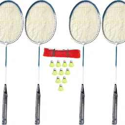 SET OF 4 PC Single Shaft Racket + 10 PC Shuttle + Badminton Net / Badminton Kit-image-41