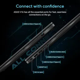 ASUS Gaming V16 (2025) with Office 2024 + M365 Basic*, AI PC, (i7 14th gen) Intel Core 7 14th Gen 240H - (16 GB/512 GB SSD/Windows 11 Home/6 GB Graphics/NVIDIA GeForce RTX 4050/144 Hz) V3607VU-RP275WS Gaming Laptop image 5