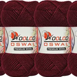woolco oswal Microwool Acrylic Hand Knitting Yarn Pack of 4 Balls (100g Each) (MEHROON)-picture-17