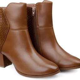 Classic Vegan Crocodile Textured Chic Fashioned Zipper Ankle Boots for Women Slip On For Women-image-75