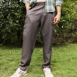campus sutra Men Relaxed Brown Polycotton Trousers image 1