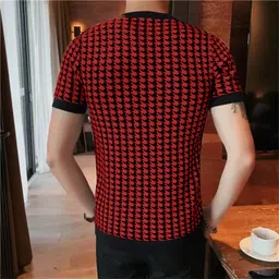 kajaru Men Printed Round Neck Polyester Black, Red T-Shirt image 2