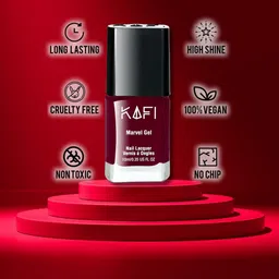 kafi Gel Effect Nail Polish- Long lasting, Non Toxic, High Shine, Vegan Formula, SalonPro-(Deep Maroon) The Queen Doom image 3