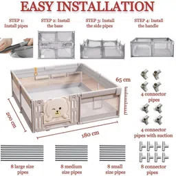 hukimoyo Playpen for Babies Kids Indoor Safety Playard Play Area Fence (grey ,180 *200cm) image 5