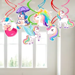 zyozi 6 Pcs Unicorn Hanging Swirl Decorations-Unicorn Party Decorations-picture-28