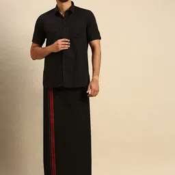 ramraj cotton Men Pure Cotton Shirt Dhoti Set-picture-25