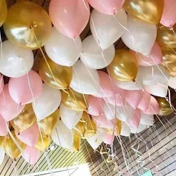 enjoymental Solid Decoration Balloon Pink White And Gold balloon Pack of 51 Balloon-picture-12