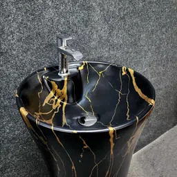 delta Premium Designer Ceramic Wash Basin with Waste Pipe & Coupling set Pedestal Wash Basin(53) Pedestal Basin image 4